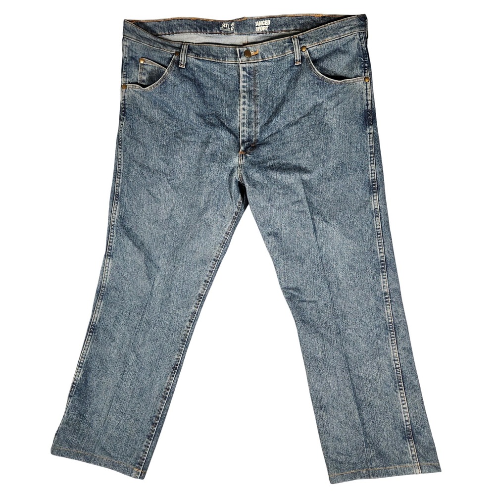 Wrangler Jeans Mens 40x34 Blue Excellent Advanced Comfort 47 Regular Fit Denim